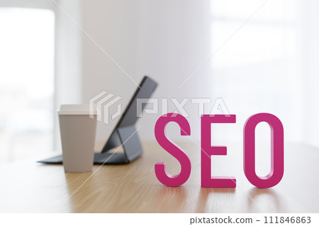 3D illustration of search engine optimization "SEO" image 111846863