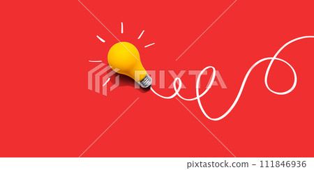 Brainstorming concept with a yellow light bulb 111846936