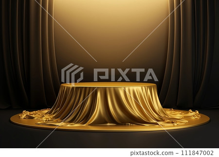 Gold and black podium background in luxury style. Gold and black podium background in luxury style. 111847002
