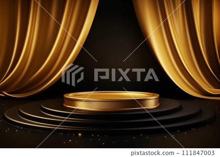 Gold and black podium background in luxury style. Gold and black podium background in luxury style. 111847003