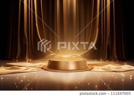 Gold and black podium background in luxury style. Gold and black podium background in luxury style. 111847005