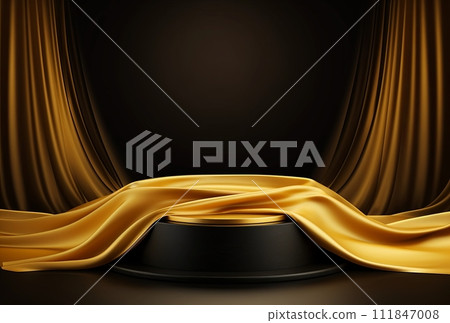 Gold and black podium background in luxury style. 111847008
