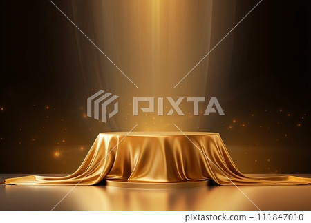 Gold and black podium background in luxury style. 111847010