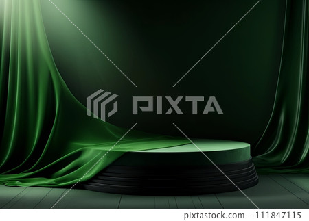 Green podium background in luxury style. 111847115