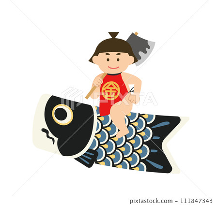 金太郎騎鯉魚旗插畫 111847343