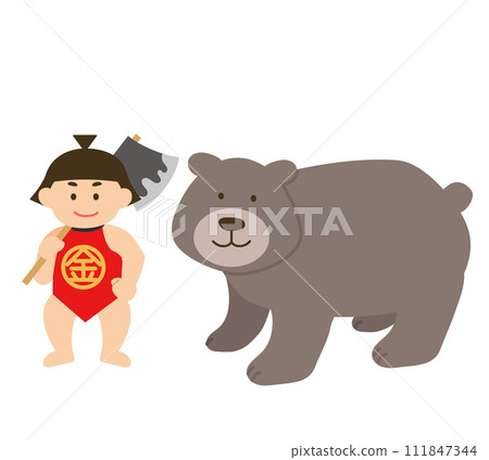 Kintaro and bear illustration set Kintaro and bear illustration set 111847344