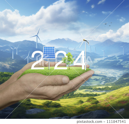 Happy new year 2024 ecological cover concept, Generative AI 111847541