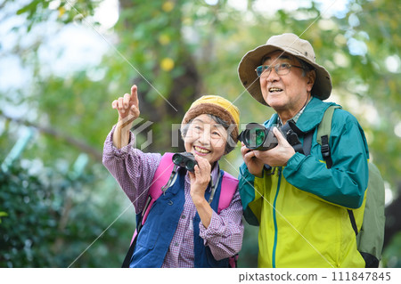 Senior couple hiking Senior couple hiking 111847845