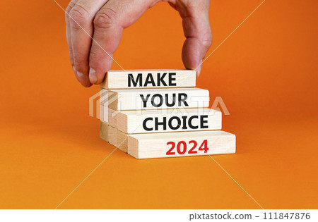 Make your choice 2024 symbol. Concept words Make your choice 2024 on beautiful wooden block. Beautiful orange table orange background. Voter hand. Business Make your choice 2024 concept. Copy space. Make your choice 2024 symbol. Concept words Make your choice 2024 on beautiful wooden block. Beautiful orange table orange background. Voter hand. Business Make your choice 2024 concept. Copy space. 111847876