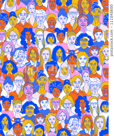 Celebrating Women: Diverse Portrait seamless pattern background Celebrating Women: Diverse Portrait seamless pattern background 111848600