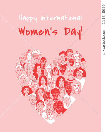 Celebrating Women: Diverse Portrait pattern Greeting Card Poster 111848636