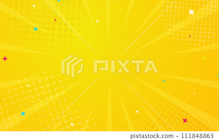 Halftone Pop Art Style Starburst Pattern Cartoon Background Vintage tone light effect. Vector illustration wow gradient design banner 111848863
