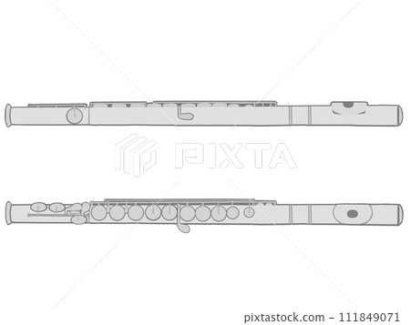 Flute illustration set - Front and sideways with lines Flute illustration set - Front and sideways with lines 111849071
