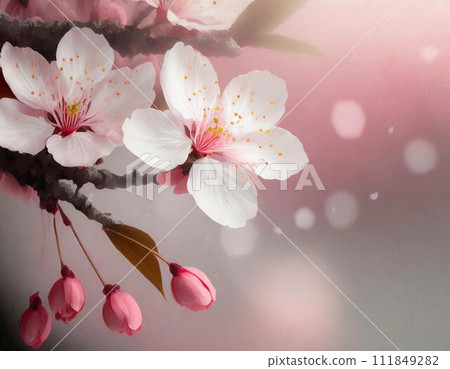 Cherry blossoms shining in the pale light 111849282