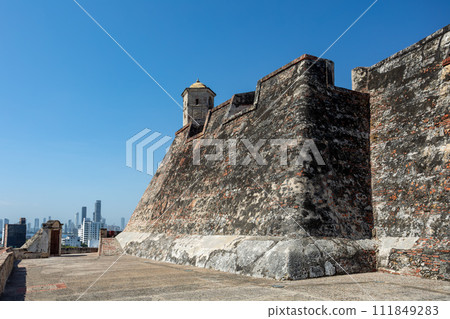 Castle Fortress San Felipe de Barajas Fort, Cartagena de Indias, Caribbean coast of Colombia. 111849283
