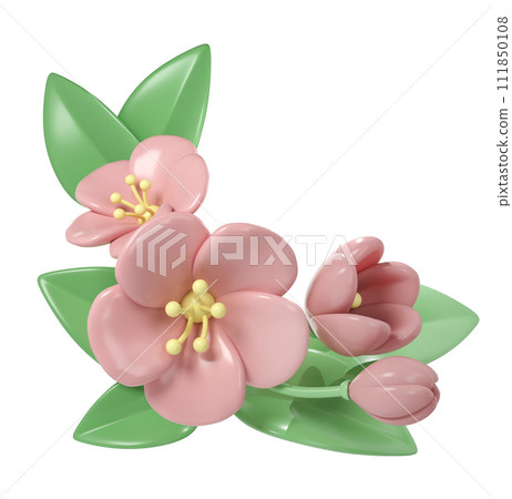 3d pastel pink corner cherry flowers, botanical spring arrangement, floral clip art, bouquet element decor illustration 3d pastel pink corner cherry flowers, botanical spring arrangement, floral clip art, bouquet element decor illustration 111850108