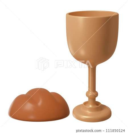 3d icon participle eucharist breaking bread and vine. Sacrament of Holy Communion Religion Christian spirituality 111850124