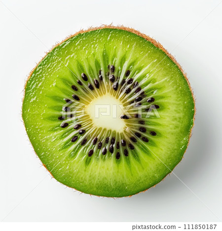 Slice of kiwi fruit isolated on white background 111850187
