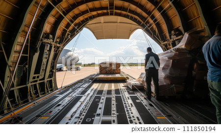 Interior View of Military Cargo Plane 111850194