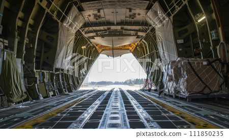 Interior View of Military Cargo Plane 111850235