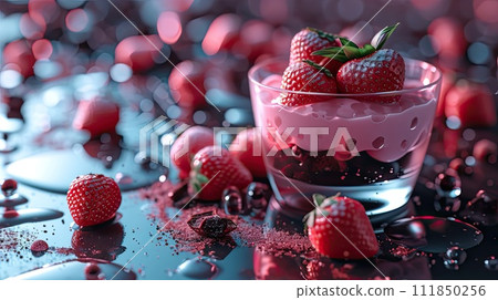 Neon Noir: Elegant Dessert Presentation Neon Noir: Elegant Dessert Presentation 111850256