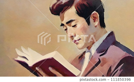 一名男性辦公室職員查看文件的插圖 111850396