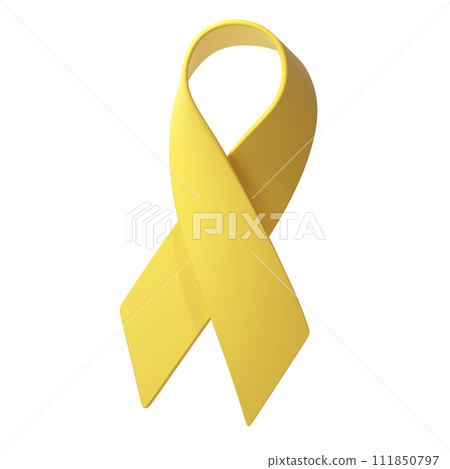 3d Yellow ribbon awareness Adenosarcoma, Bladder Bone Cancer, Endometriosis, Sarcoma, Spina Bifida illustration 111850797