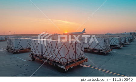 Cargo Containers Ready for Loading at Airport 111850840