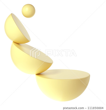3d yellow pastel art geometry bauhaus shapes in glossy morphism style. Abstract stylish aesthetic element of design 111850884