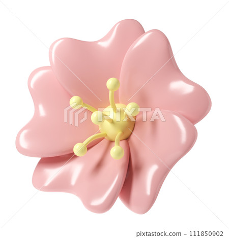 3d Pink spring cherry blossom flower on white background. Including petals, and bud. Graphic cute element design for web, greeting card 3d Pink spring cherry blossom flower on white background. Including petals, and bud. Graphic cute element design for web, greeting card 111850902