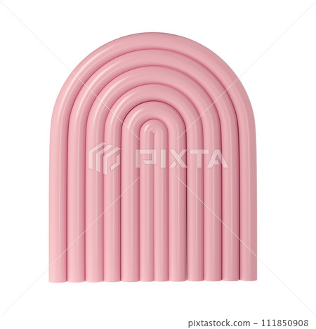 3d rendering of plaster molds Abstract geometry arch. Minimalistic forms. Stylish aesthetic showcase, mock up for the exhibitions, presentation of products and goods 111850908