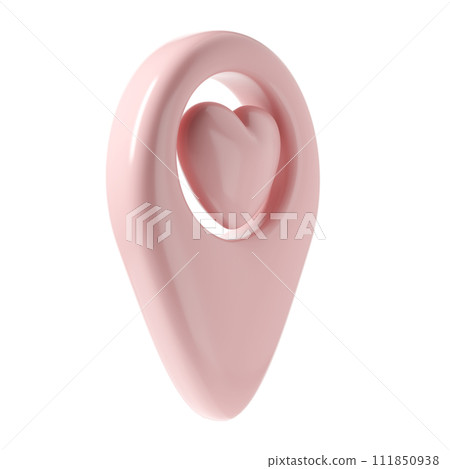 Map pointer 3d pin icon valentine. Pink geotag location point with heart, favorites symbol love. illustration for web, apps, infographics Map pointer 3d pin icon valentine. Pink geotag location point with heart, favorites symbol love. illustration for web, apps, infographics 111850938