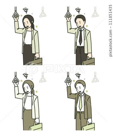 Illustration of a salaried worker suffering from a hangover on the way to work 111851435