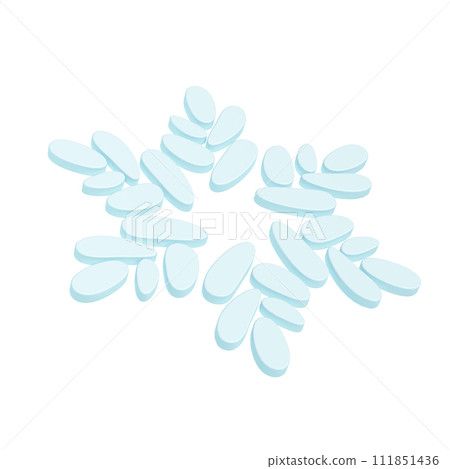 3d illustration of Christmas blue winter icon snowflake on white background. glossy surface. Happy New Year Decoration Holiday element for web design, greeting card 111851436
