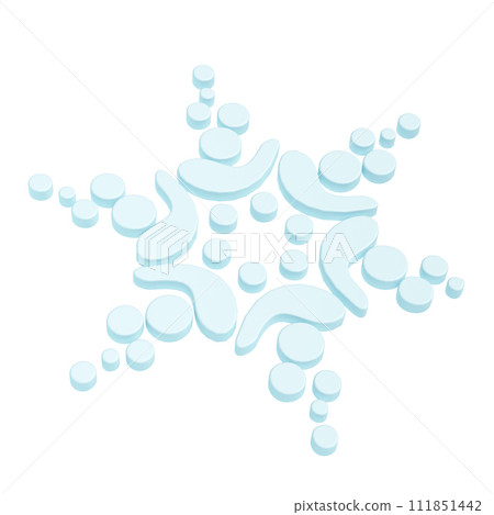 3d illustration of Christmas blue winter icon snowflake on white background. glossy surface. Happy New Year Decoration Holiday element for web design, greeting card 111851442