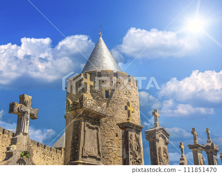 Catholic Cemetery in Carcassonne, France on soft sunlight 111851470