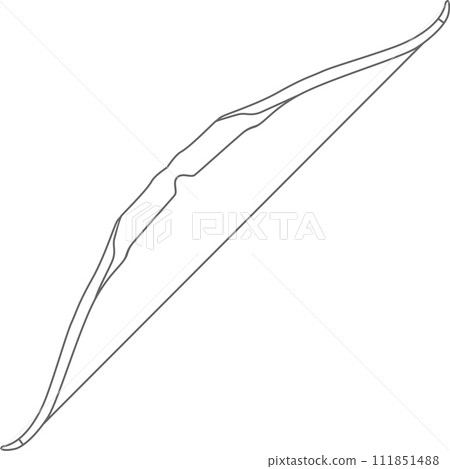 Traditional Hunting Wooden Bow Isolated Outline Icon in Flat Style. Vector Illustration. Traditional Hunting Wooden Bow Isolated Outline Icon in Flat Style. Vector Illustration. 111851488