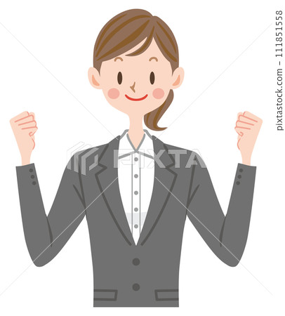 穿著西裝的女人正在尋找拳頭泵工作 111851558