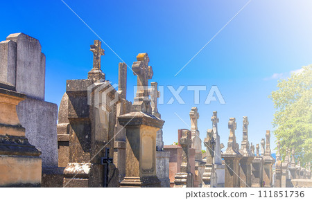 Catholic Cemetery in Carcassonne on sunlight Catholic Cemetery in Carcassonne on sunlight 111851736