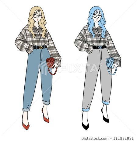 Plaid shirt stylish woman Plaid shirt stylish woman 111851951