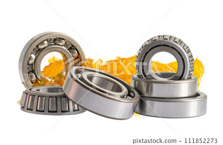 Ball bearing stainless with grease lithium machinery lubrication for automotive and industrial  isolated on white background. 111852273