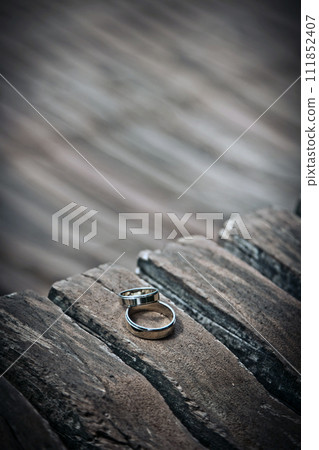 Wedding ring background. Engagement or marriage template 111852407