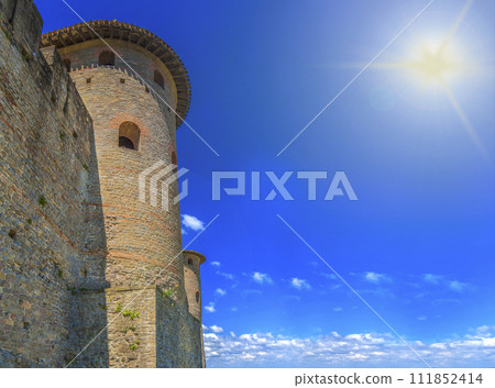 Chateau Comtal of Carcassonne fortress, France on sunlight 111852414