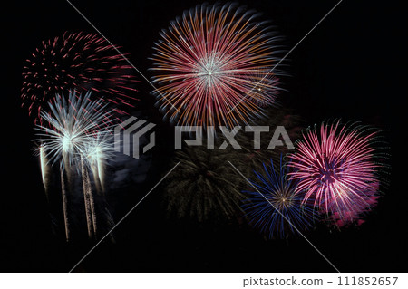 Fireworks background. New Year, Christmas of birthday celebration. Festive mood Fireworks background. New Year, Christmas of birthday celebration. Festive mood 111852657