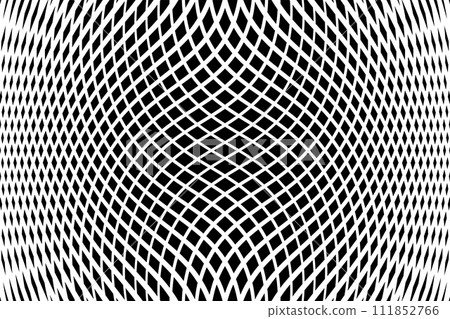 Wavy Lines Op Art Pattern. Abstract Black and White Textured Background. Vector Illustration. 111852766