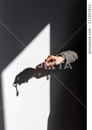 House keys close view. Buying a house background. Real estate concept 111852822