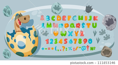 Cartoon dinosaur font, Jurassic dino type or typeface with English alphabet letters, vector ABC. Kids dinosaur or Jurassic reptile font type with fossil dino letters for funny typeface alphabet Cartoon dinosaur font, Jurassic dino type or typeface with English alphabet letters, vector ABC. Kids dinosaur or Jurassic reptile font type with fossil dino letters for funny typeface alphabet 111853146