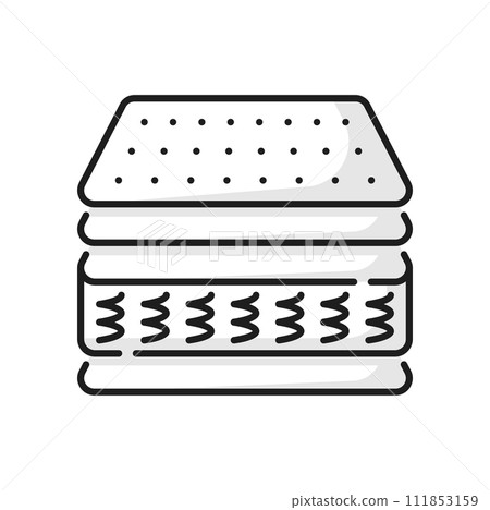 Mattress inside, soft material and flexible springs color line icon. Vector nature para rubber, pillow and bedding with orthopedic properties 111853159
