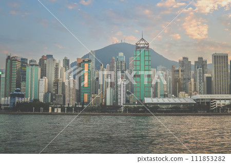 Hong Kong Skyline across Victoria Harbor Jan 6 2024 111853282