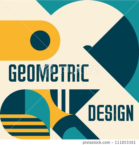 Modern abstract poster, Bauhaus geometric pattern. Business presentation flyer design layout with abstract geometrical shapes or forms, company promo vector leaflet, Bauhaus vintage pattern poster Modern abstract poster, Bauhaus geometric pattern. Business presentation flyer design layout with abstract geometrical shapes or forms, company promo vector leaflet, Bauhaus vintage pattern poster 111853381